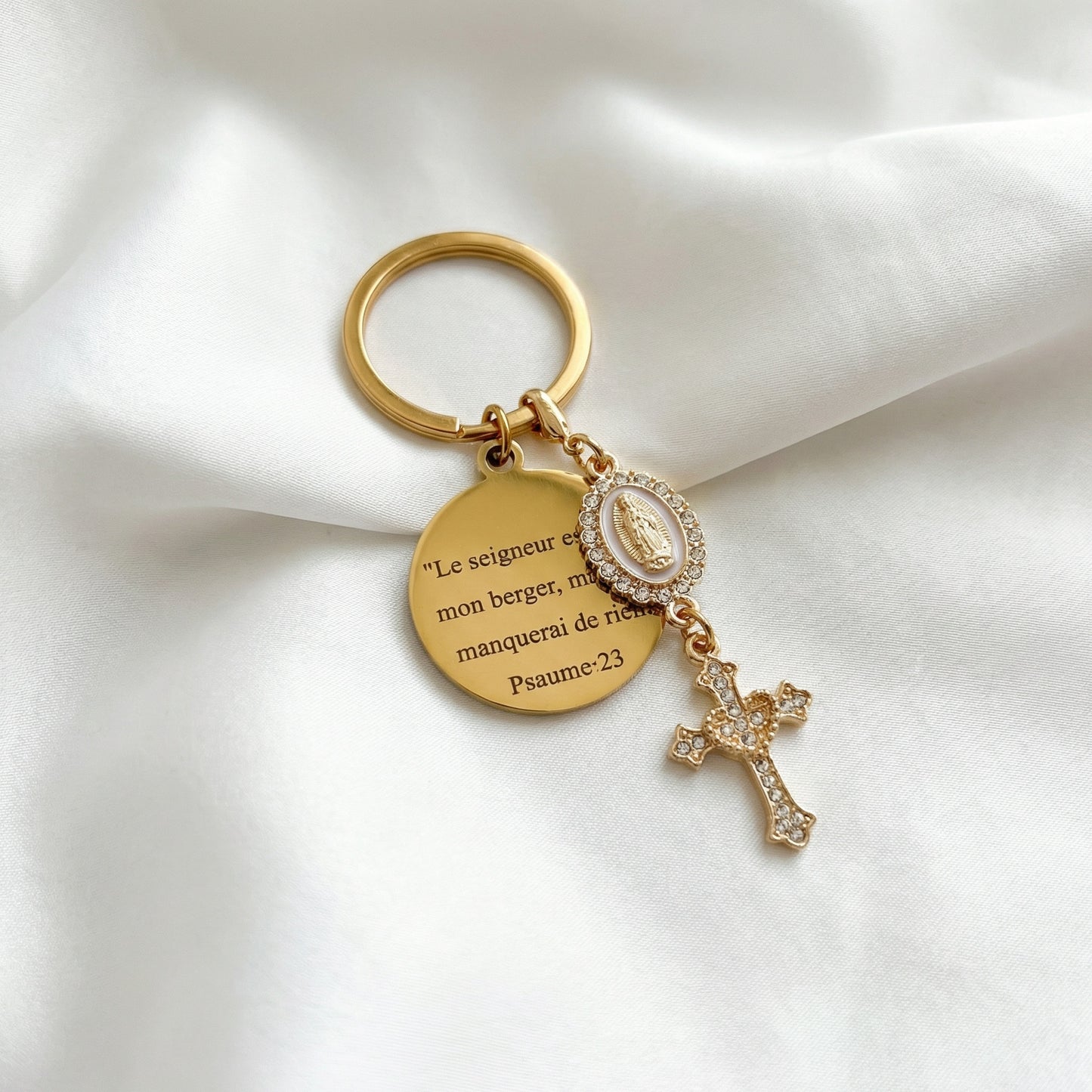Porte-clés chrétien rond – (Personnalisable)