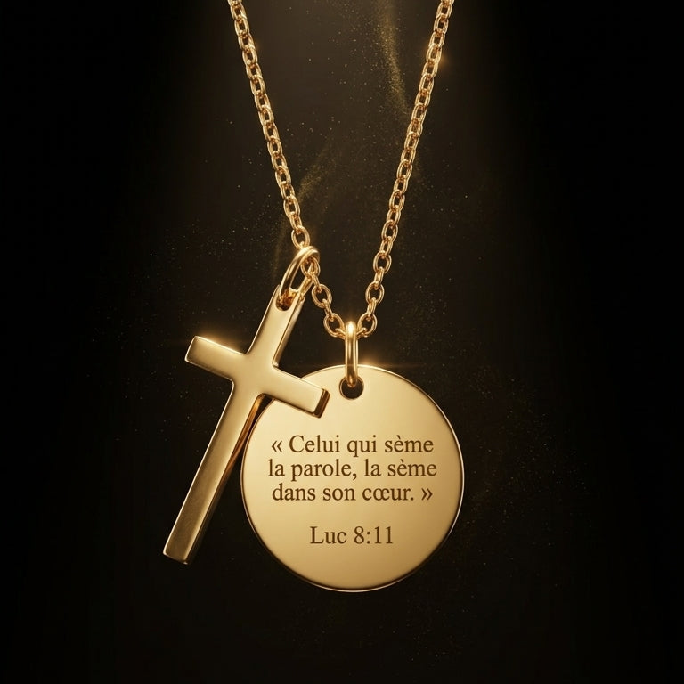 Collier Croix & Médaille (Personnalisable)