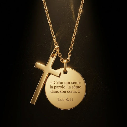 Collier Croix & Médaille (Personnalisable)
