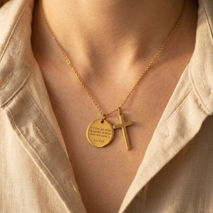 Collier Croix & Médaille (Personnalisable)