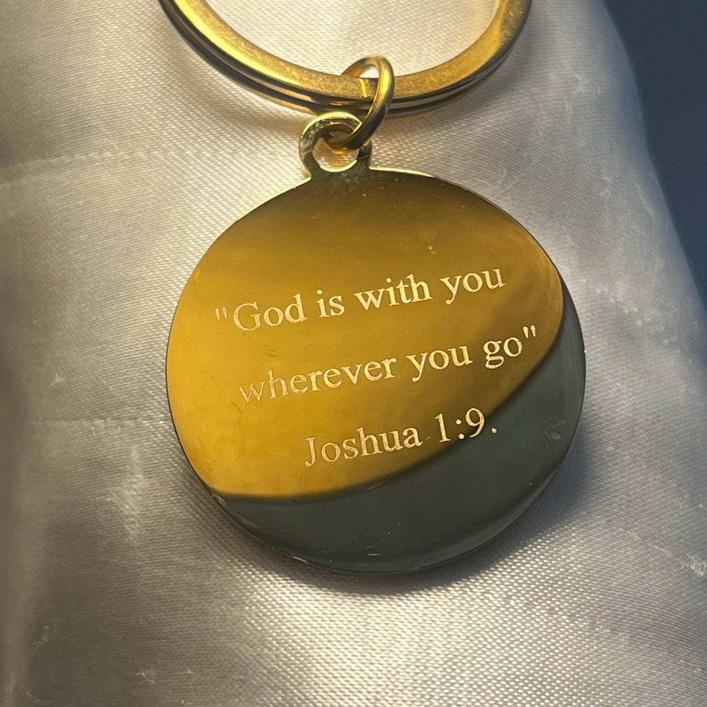 Porte-clés chrétien rond – (Personnalisable)