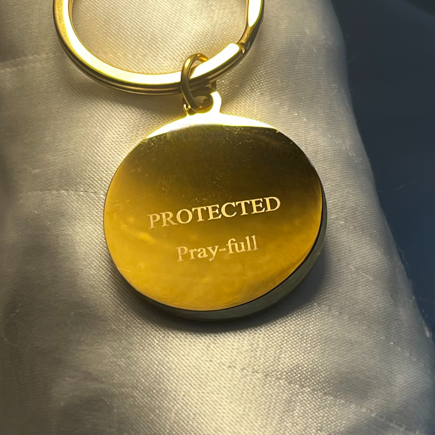 Porte-clés chrétien rond – (Personnalisable)