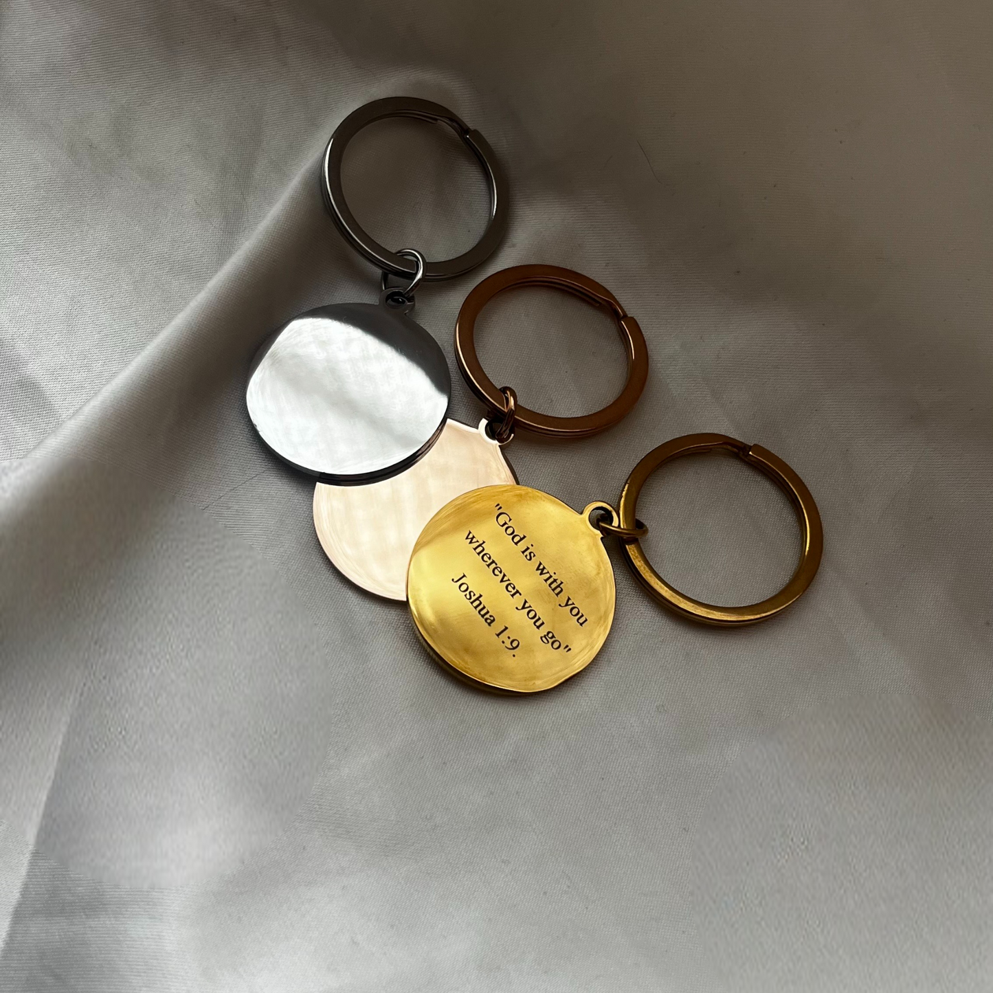 Porte-clés chrétien rond – (Personnalisable)